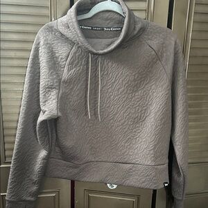 Juicy Couture Quilted Drawstring Funnel-Neck Pullover - Taupe Gray